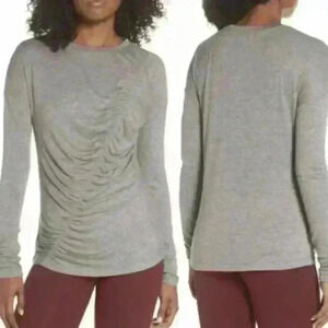 ZELLA So Graceful Ruched Long Sleeve Athletic Top Womens Size XS Heather Gray